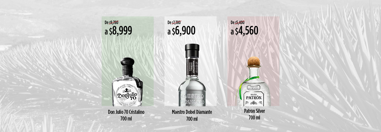 Ofertas de tequila: Don Julio 70, Maestro Dobel Diamante y Patrón Silver